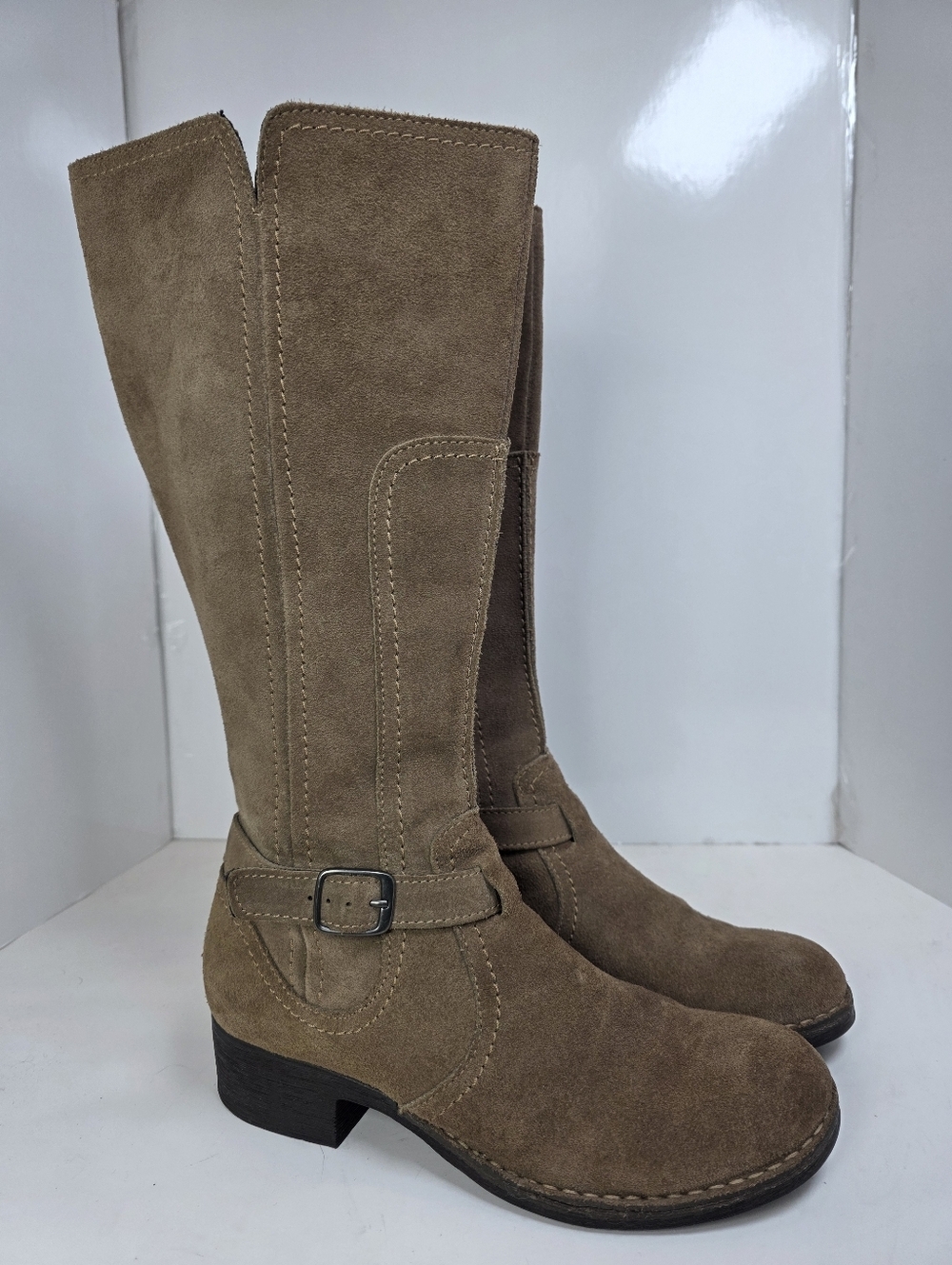 Clarks Derby Palace Suede Leather Tan Knee High Boots